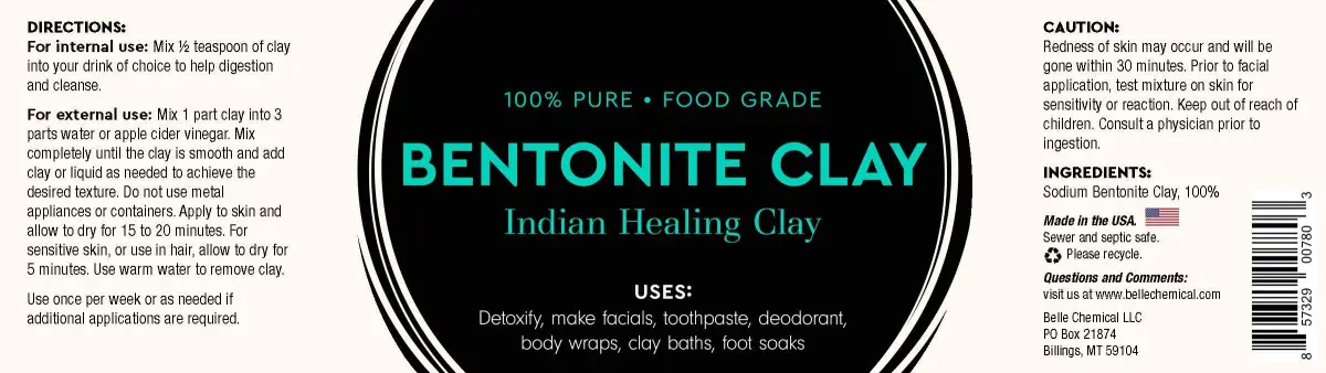 Belle Chemical Sodium Bentonite Clay Powder 454 g (1 lb) | USP-Grade for Masks & Detox - view 2