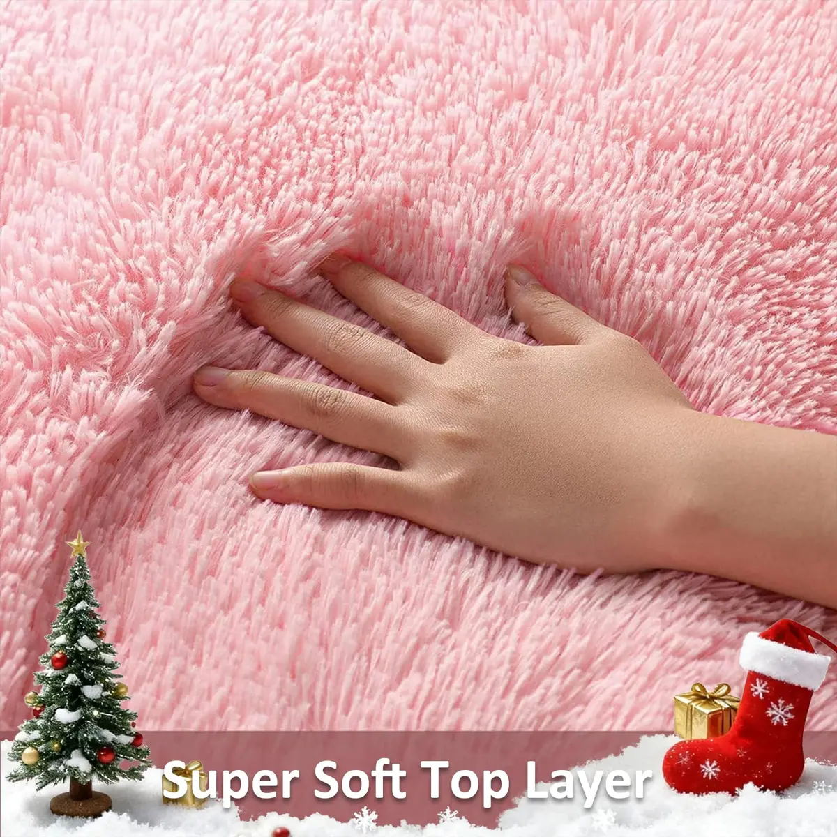 Ophanie Pink Rug for Bedroom Girls | Fluffy Fuzzy Shag Area Rug 4x6 ft - view 2