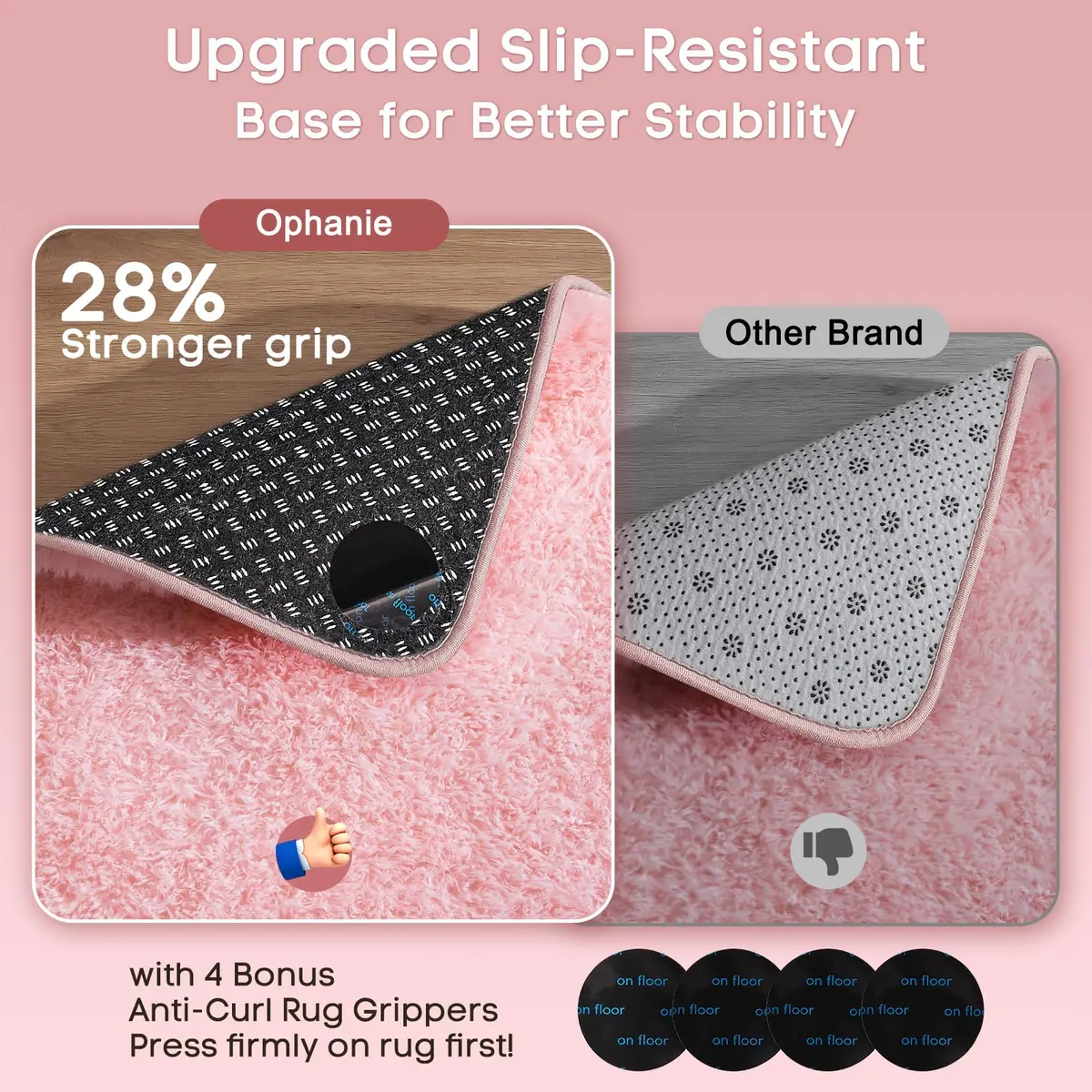 Ophanie Pink Rug for Bedroom Girls | Fluffy Fuzzy Shag Area Rug 4x6 ft - view 4