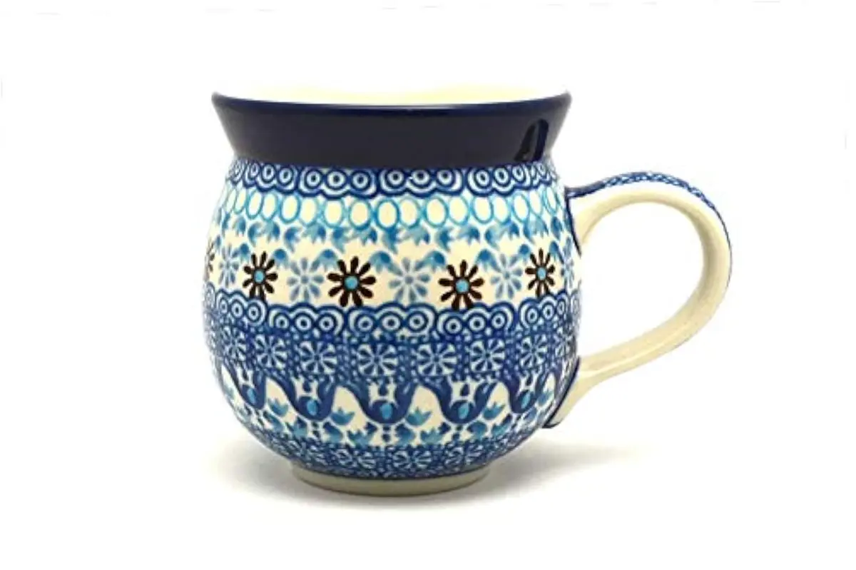 Polish Pottery Mug - 11 oz. Bubble - Blue Yonder | Handmade Polish Stoneware Coffee Cup - main product image