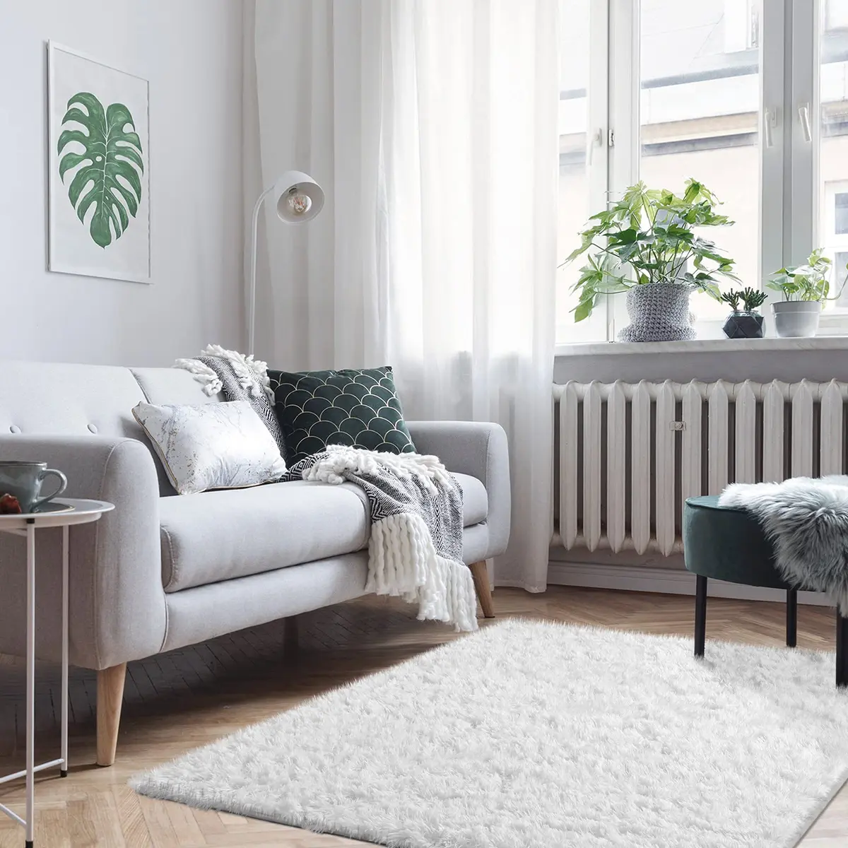 Ophanie White Rugs for Bedroom 4x6 | Fluffy, Soft Fuzzy Shag Plush Rug for Kids & Dorms - view 7