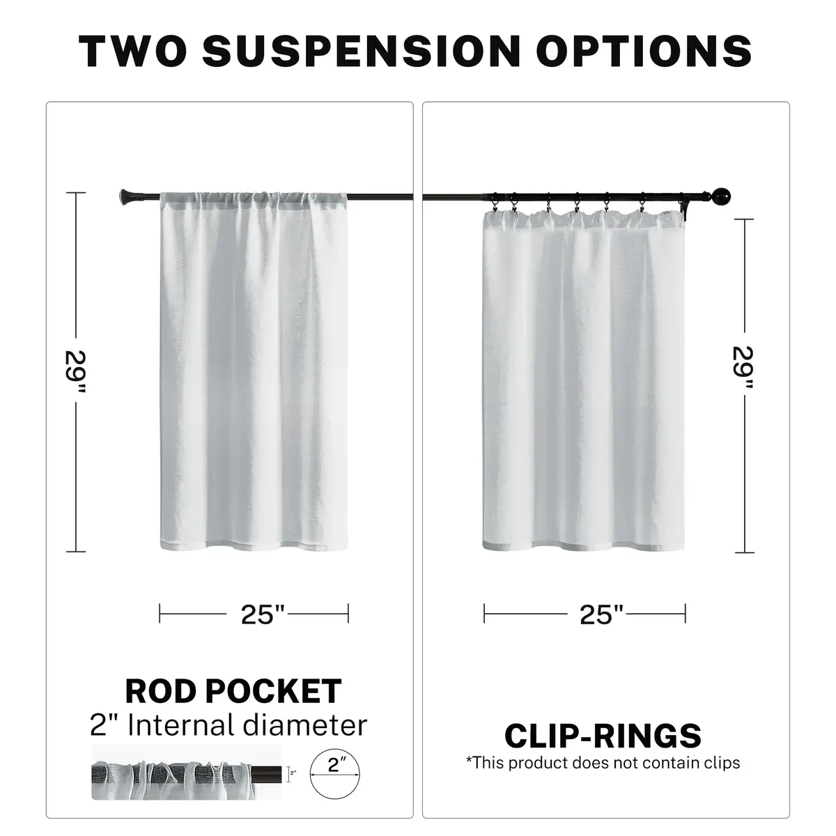 MRTREES Sheer Tier Curtains Grey 25"W x 30"L | Light Filtering Voile Sheers for Kitchen & Bathroom - view 3