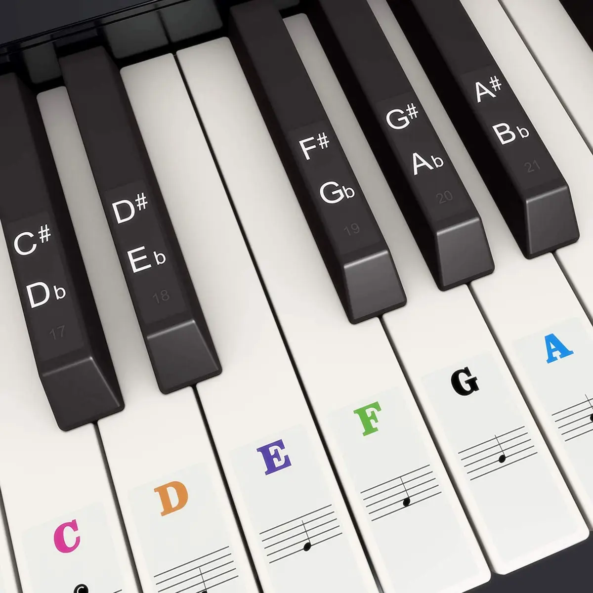 Fansjoy Piano Keyboard Stickers for 88 Keys | Bold Large Letter Piano Note Labels for Beginners and Kids - main product image