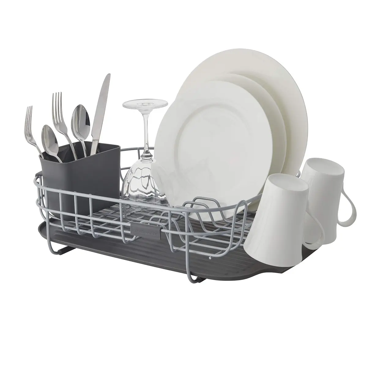 KitchenAid Low Profile Carbon Steel Dishrack | Compact, Charcoal Finish, Drains into Sink - view 3