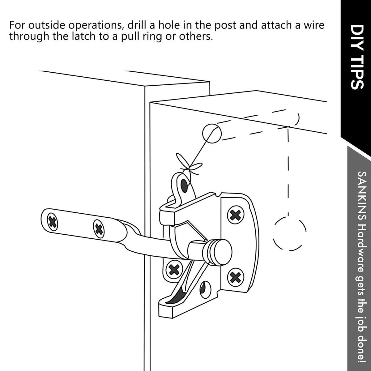 SANKINS Self Locking Gate Latch for Wooden Fence | Gravity Lever Lock, 1pcs, Heavy Duty Iron - view 6