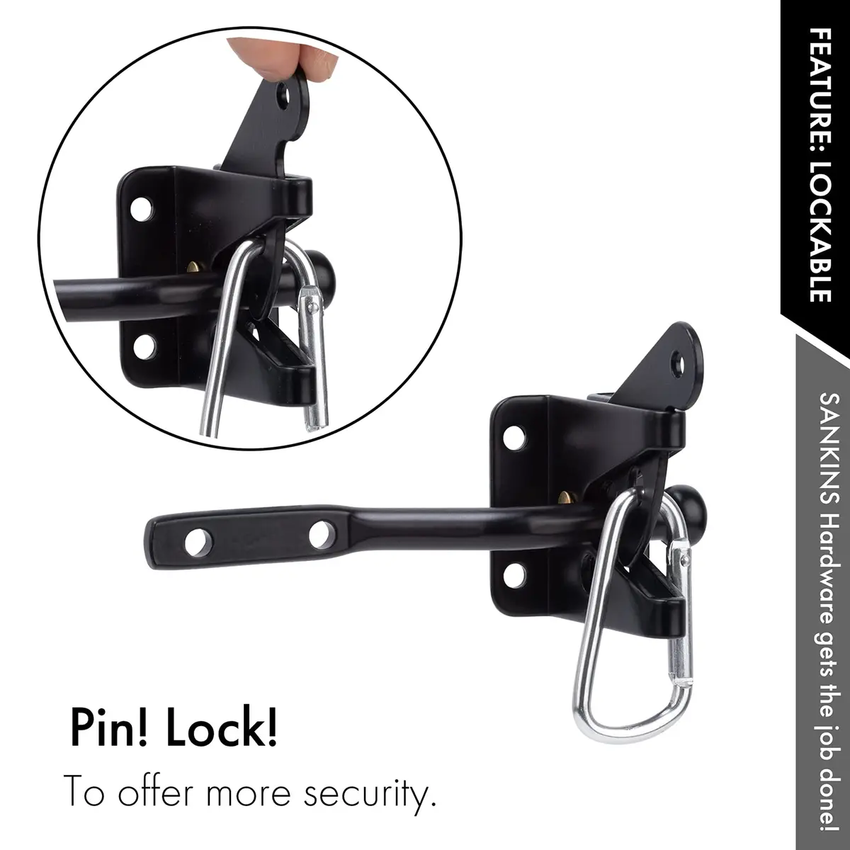 SANKINS Self Locking Gate Latch for Wooden Fence | Gravity Lever Lock, 1pcs, Heavy Duty Iron - view 3