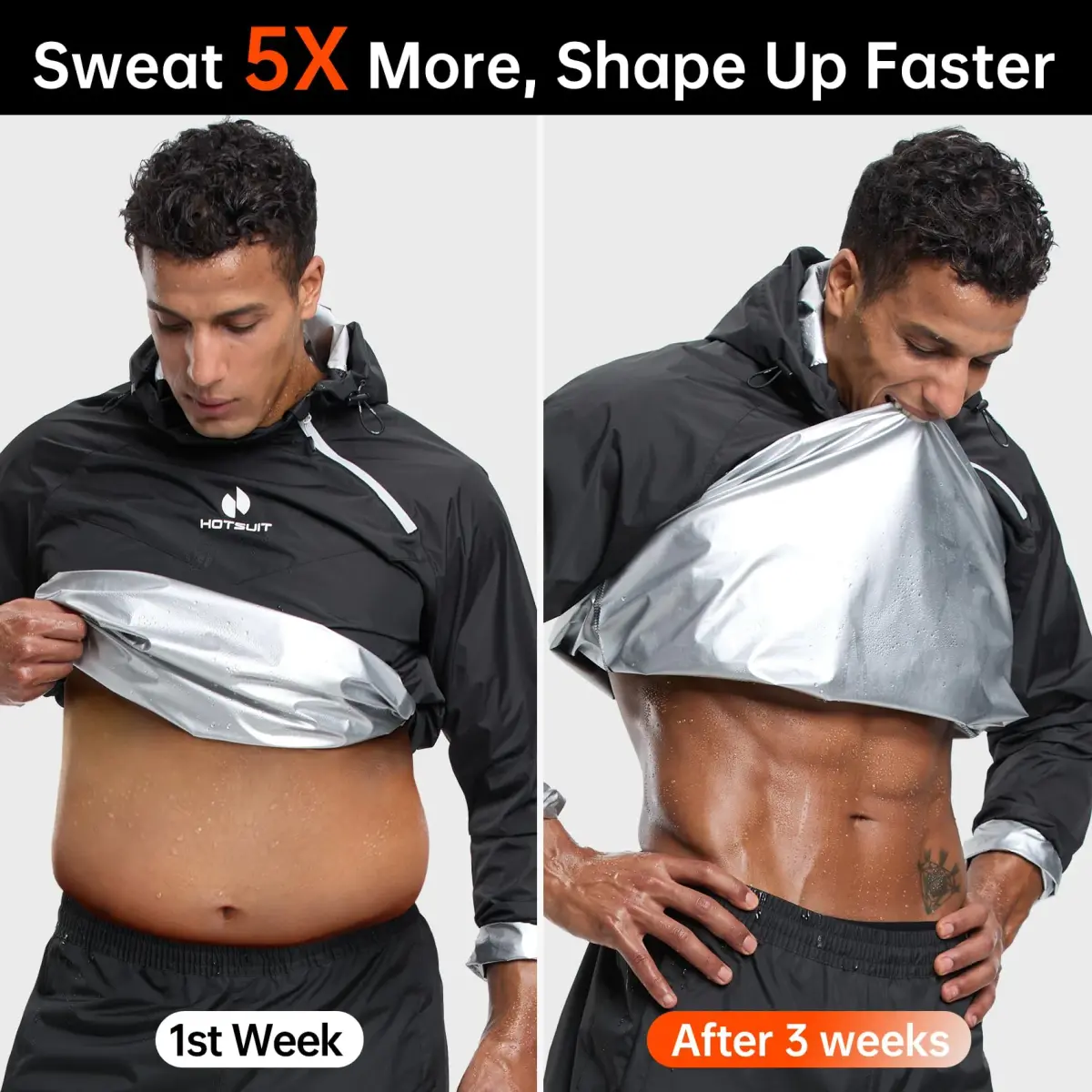 HOTSUIT Men's Sauna Suit Jacket Black 4XL | Accelerates Sweat for Weight Loss Workouts - view 5