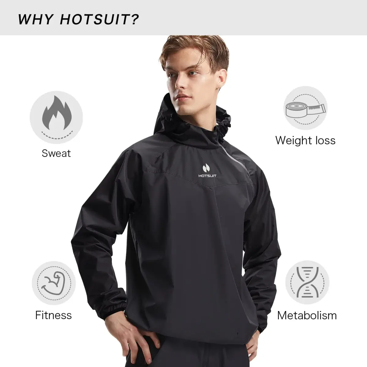 HOTSUIT Men's Sauna Suit Jacket Black 4XL | Accelerates Sweat for Weight Loss Workouts - view 8