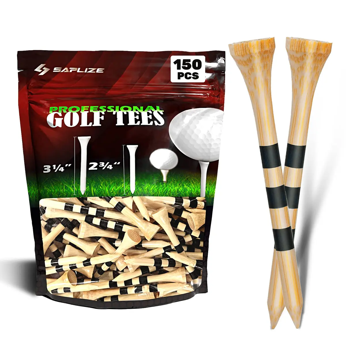 SAPLIZE Bamboo Golf Tees Pack of 150 | Durable & Reliable Golf Accessories - main product image