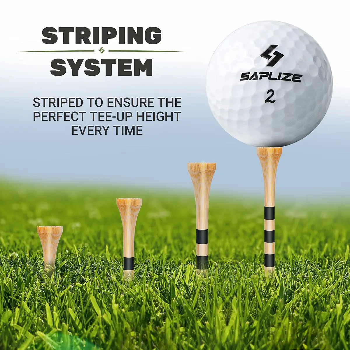 SAPLIZE Bamboo Golf Tees Pack of 150 | Durable & Reliable Golf Accessories - view 3
