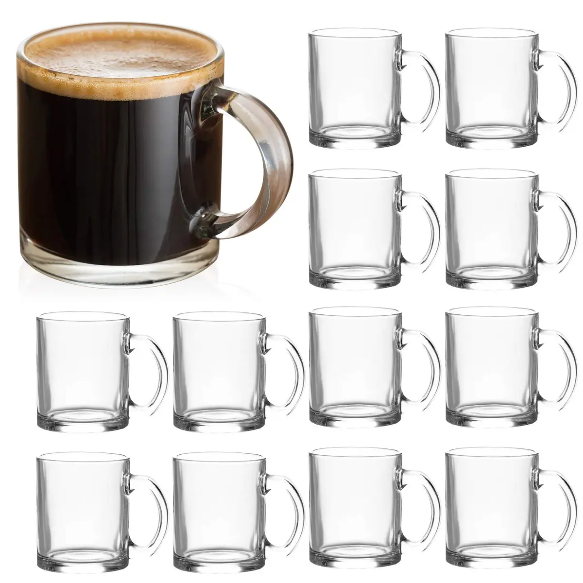 QAPPDA Glass Mug 12 oz | Clear Coffee Mug with Handle for Hot & Cold Drinks - main product image