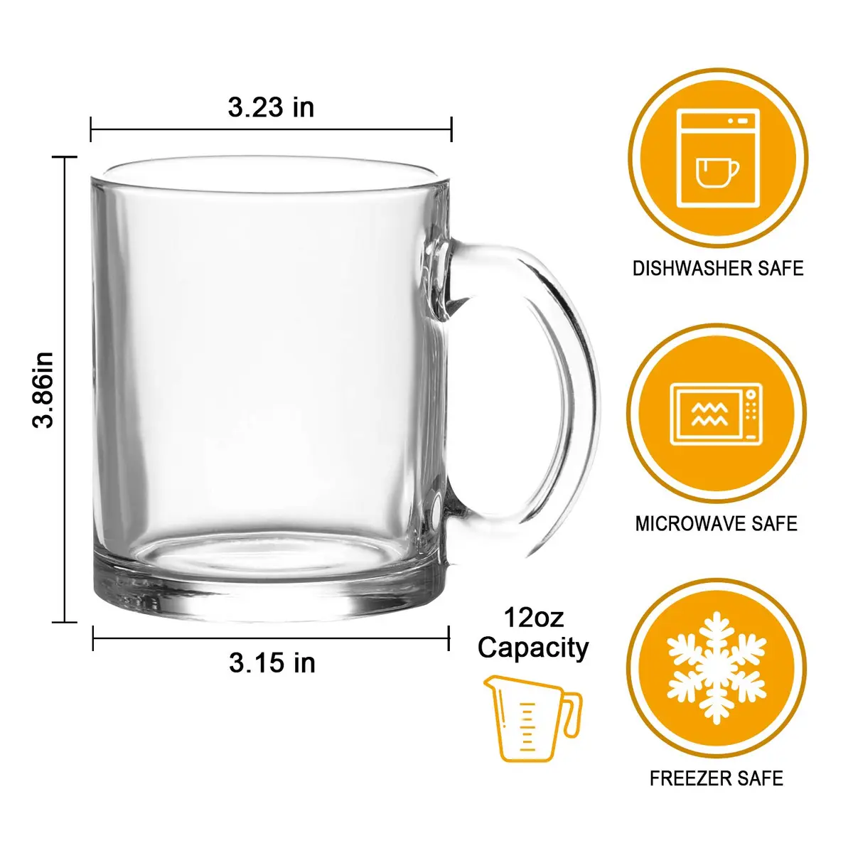 QAPPDA Glass Mug 12 oz | Clear Coffee Mug with Handle for Hot & Cold Drinks - view 2