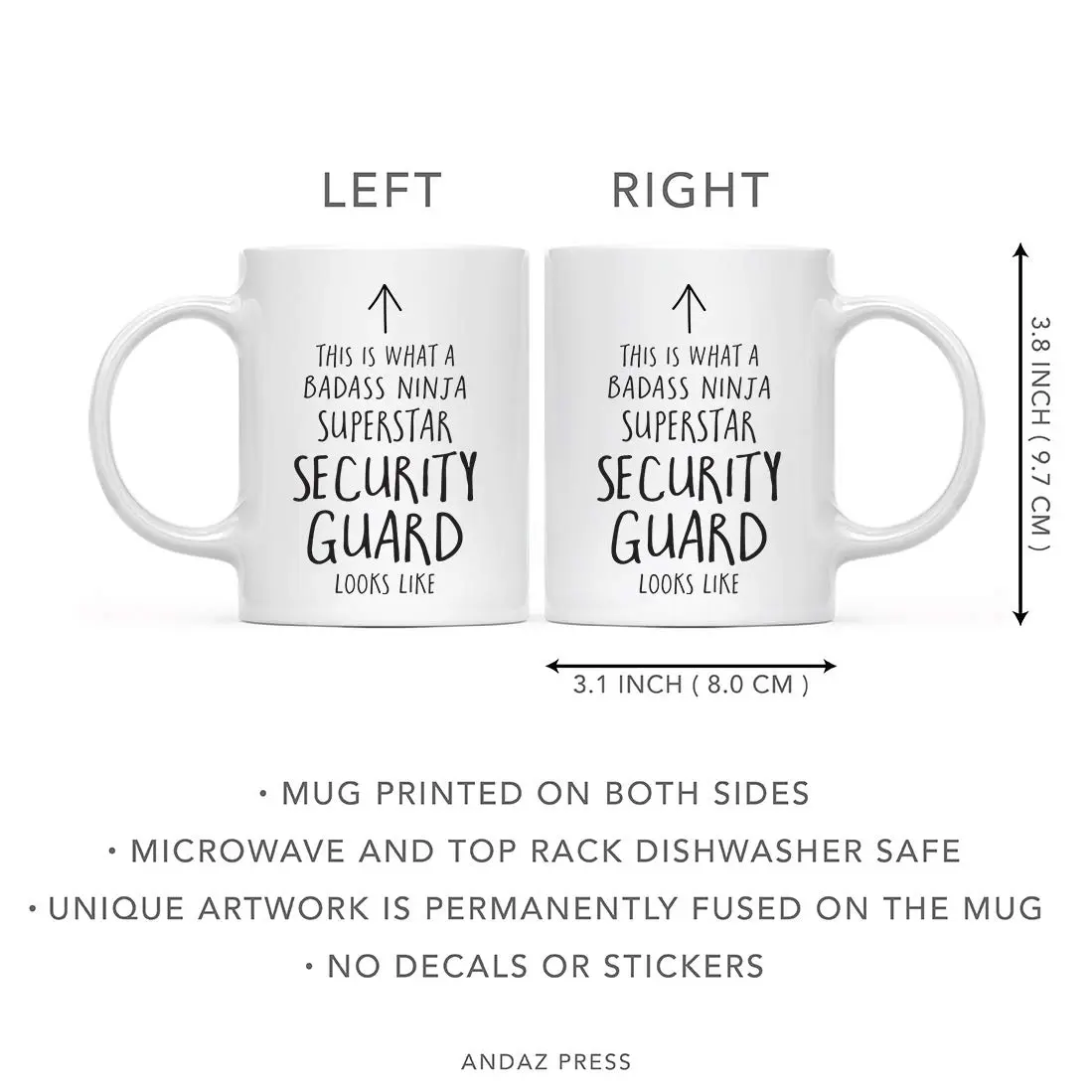 Andaz Press Funny 11oz Ceramic Coffee Mug Gift for Security Guard | Humorous Office Gift - view 5