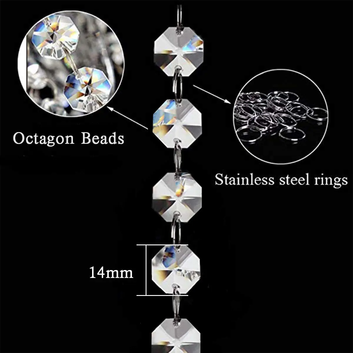 KinHom 33ft K9 Glass Crystal Garland Strands - Hanging Bead Chain for Wedding & Christmas Decor - view 3
