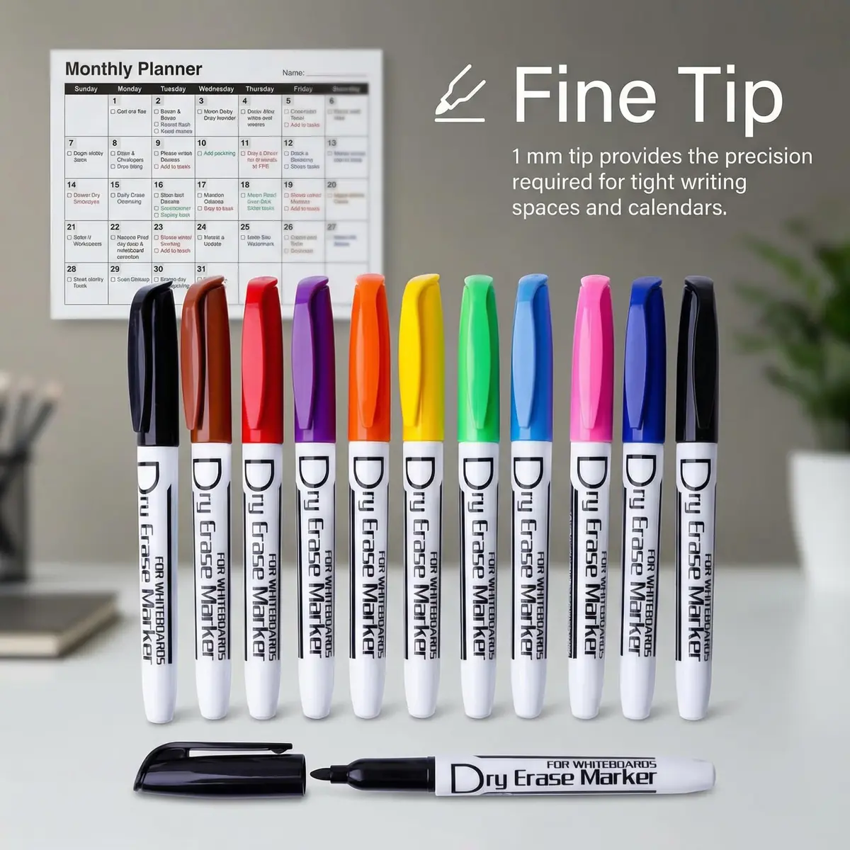 Volcanics Dry Erase Markers, Fine Tip, 10 Colors, 12 Pack | ASTM D-4236 Certified, Low Odor - view 4