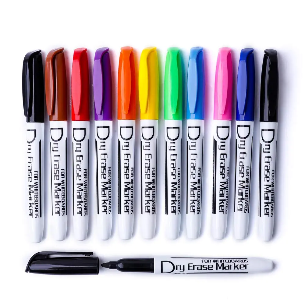 Volcanics Dry Erase Markers, Fine Tip, 10 Colors, 12 Pack | ASTM D-4236 Certified, Low Odor - main product image