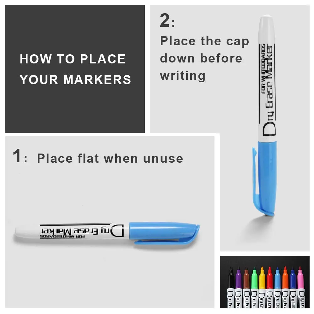 Volcanics Dry Erase Markers, Fine Tip, 10 Colors, 12 Pack | ASTM D-4236 Certified, Low Odor - view 7