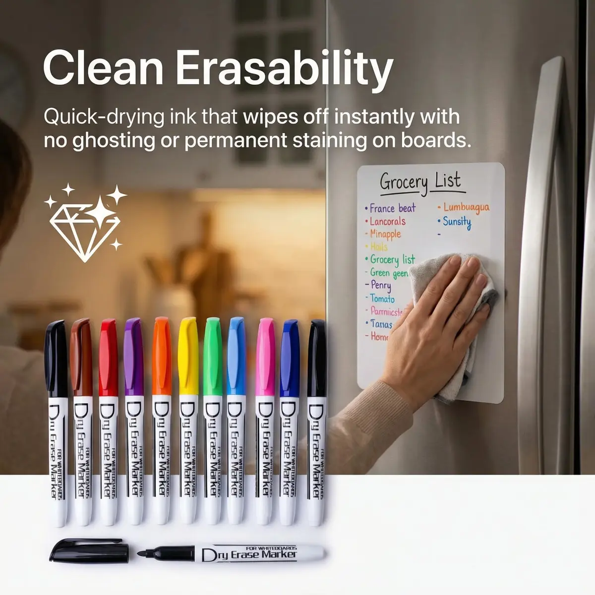 Volcanics Dry Erase Markers, Fine Tip, 10 Colors, 12 Pack | ASTM D-4236 Certified, Low Odor - view 2