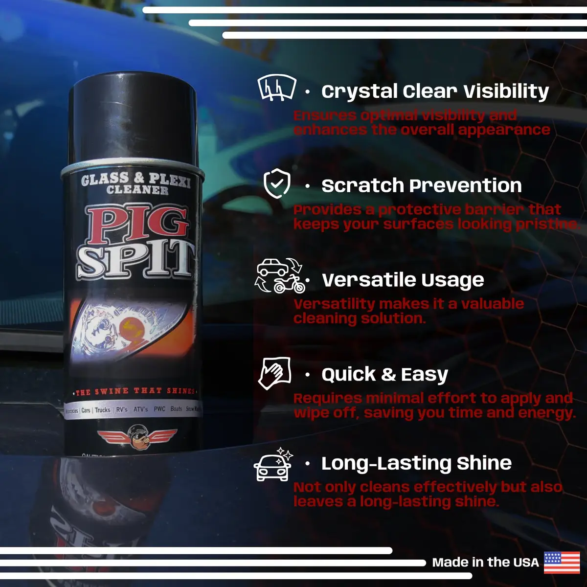 Pig Spit Glass Cleaner 13 oz. | Streak-Free Automotive & Home Glass Shine - view 2