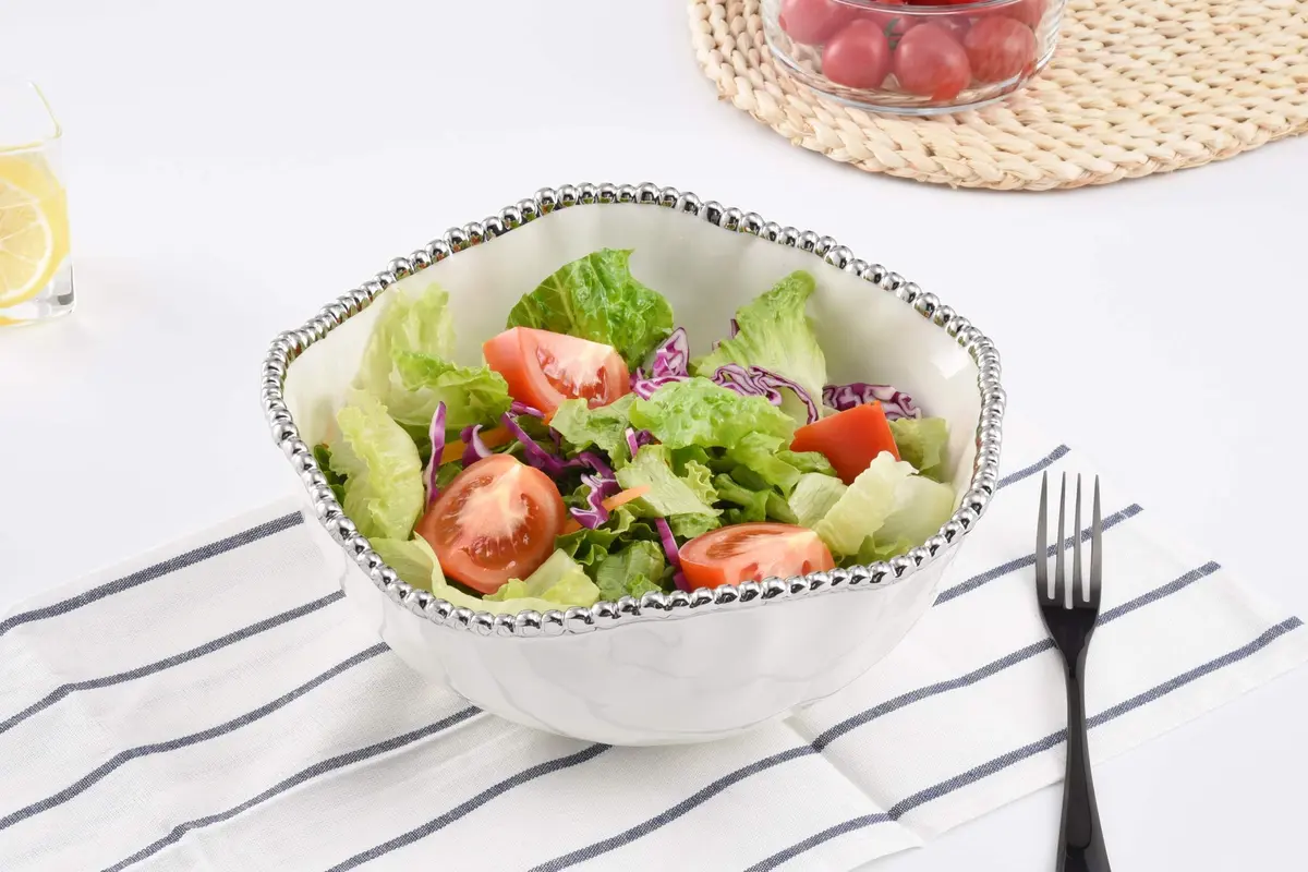 Pampa Bay Salerno Porcelain Large Salad Bowl | Elegant Serving for Family & Parties, Oven & Dishwasher Safe (10.5" x 10" x 4.5") - view 3