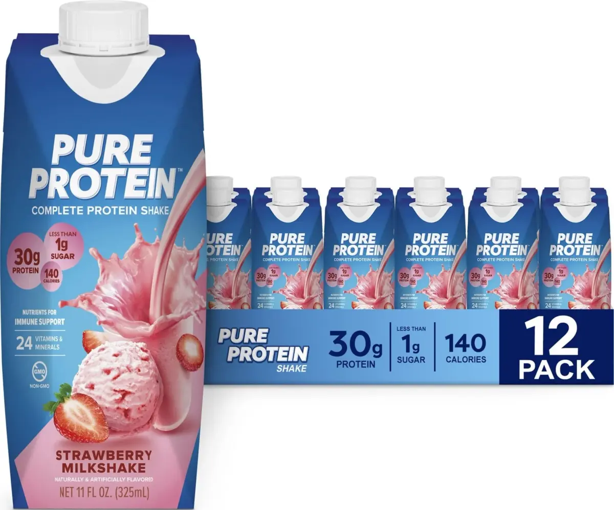 Pure Protein Strawberry Protein Shake 11 Fl Oz (330ml) | 30g Protein, Keto-Friendly, Immune Support - main product image