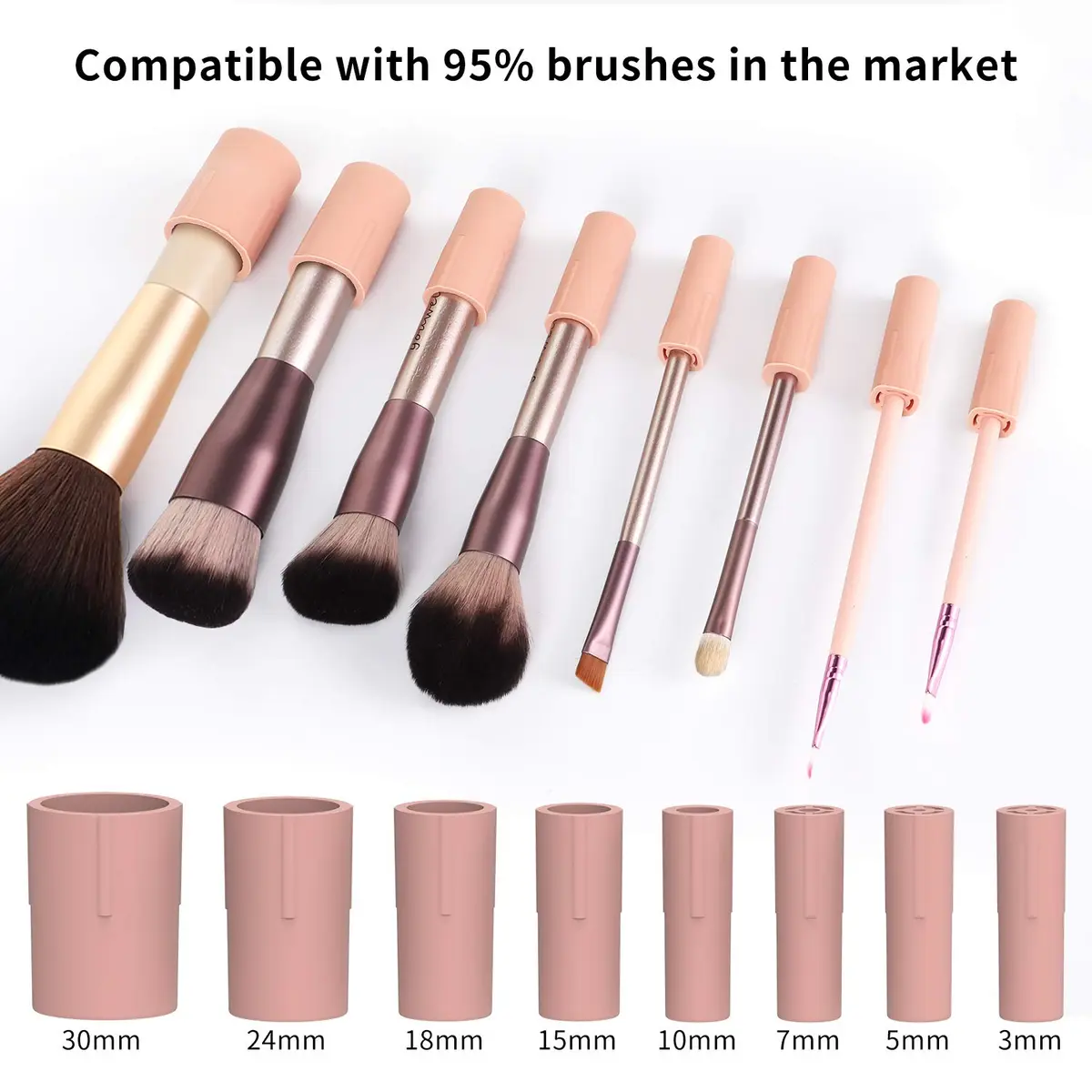 Senbowe Makeup Brush Cleaner Dryer Machine | Deep Clean & Dry in Seconds, 8 Rubber Collars, Pink - view 4