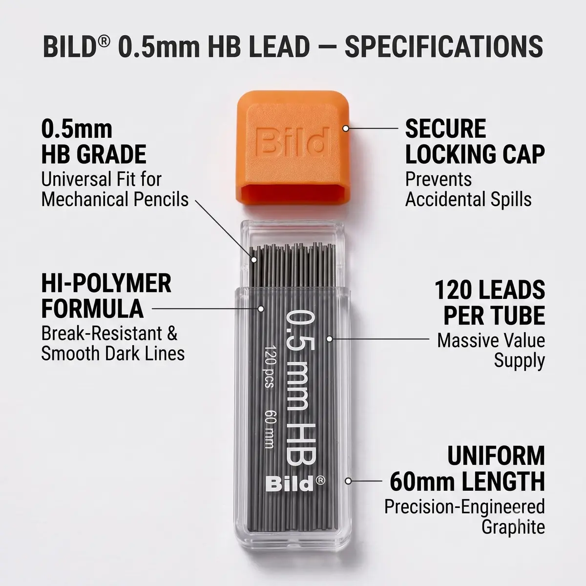 Bild 0.5mm Lead Refills Mega Pack | 1200 Premium HB Graphite Leads for Mechanical Pencils - view 4