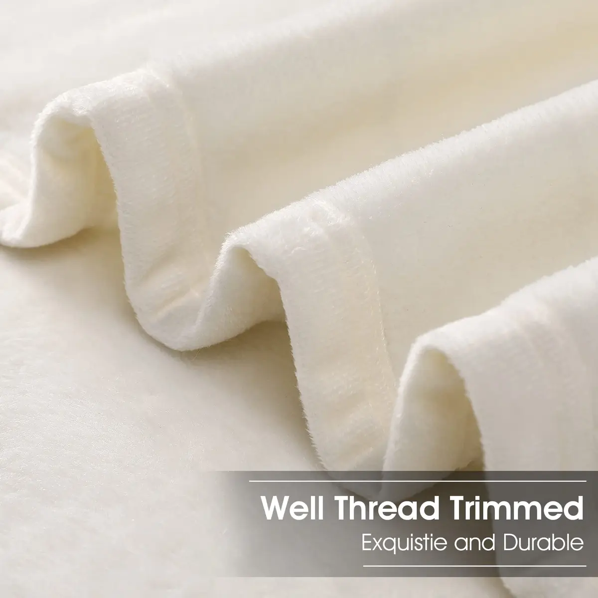 EASELAND California King Fleece Blanket Ivory 102x108 | Ultra-Soft Microfiber Warmth - view 5