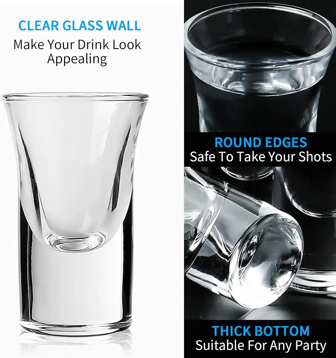 LINALL Shot Glasses 6pcs 30ml Heavy Base | Crystal Clear Drinkware for Whisky & Tequila - view 5