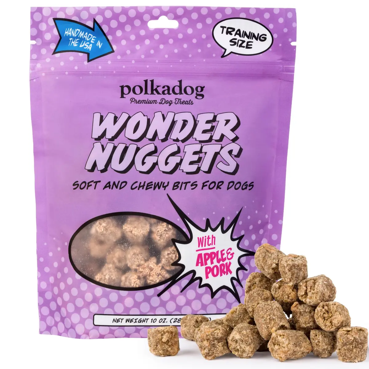 Polkadog Pork & Apple Wonder Nuggets | Soft & Chewy Dog Treats, 10oz - main product image