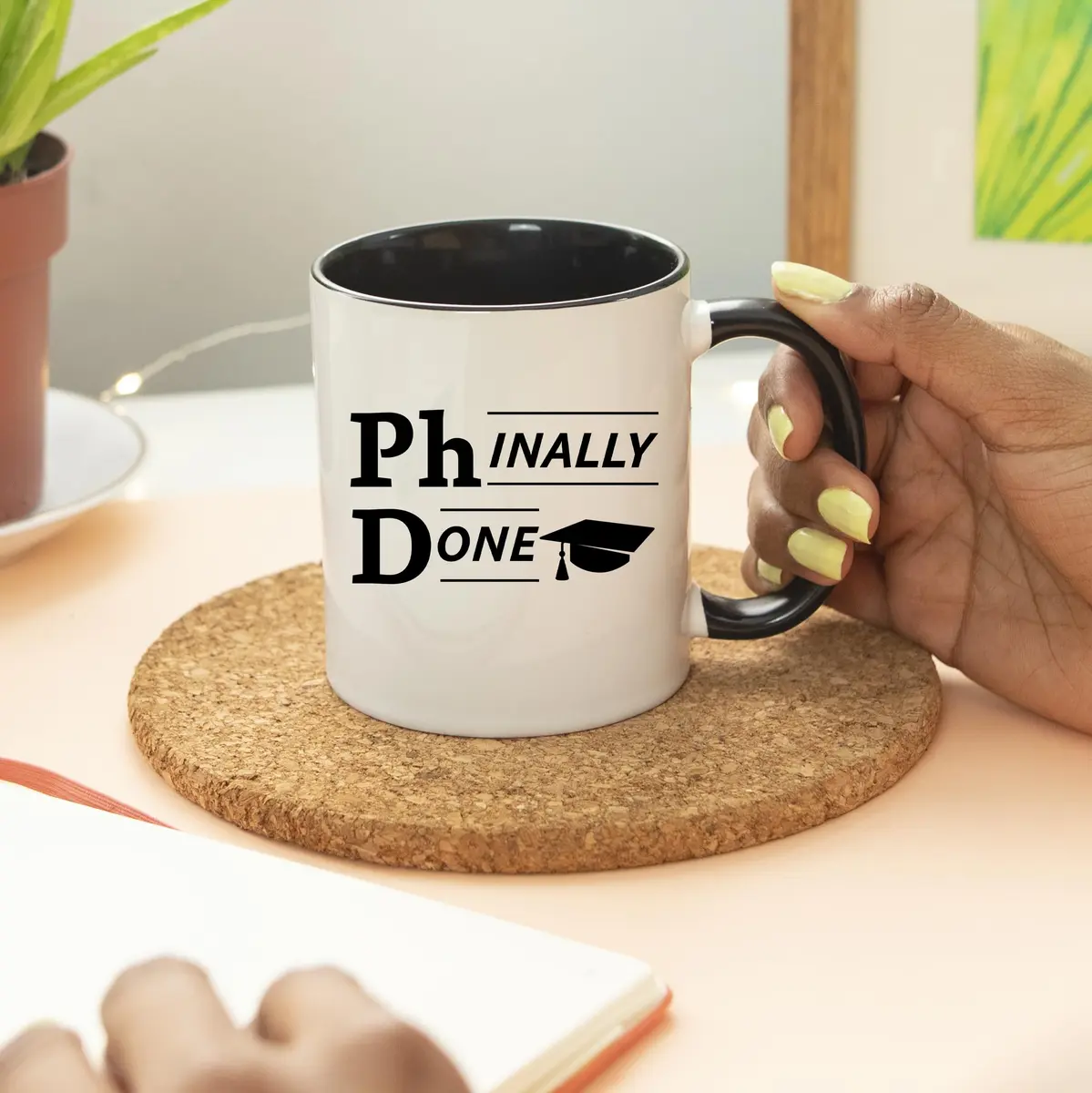YouNique Designs Phinally Done PhD Graduation Mug 325ml (11 Ounces) | Funny Doctorate Ceramic Coffee Cup - view 5