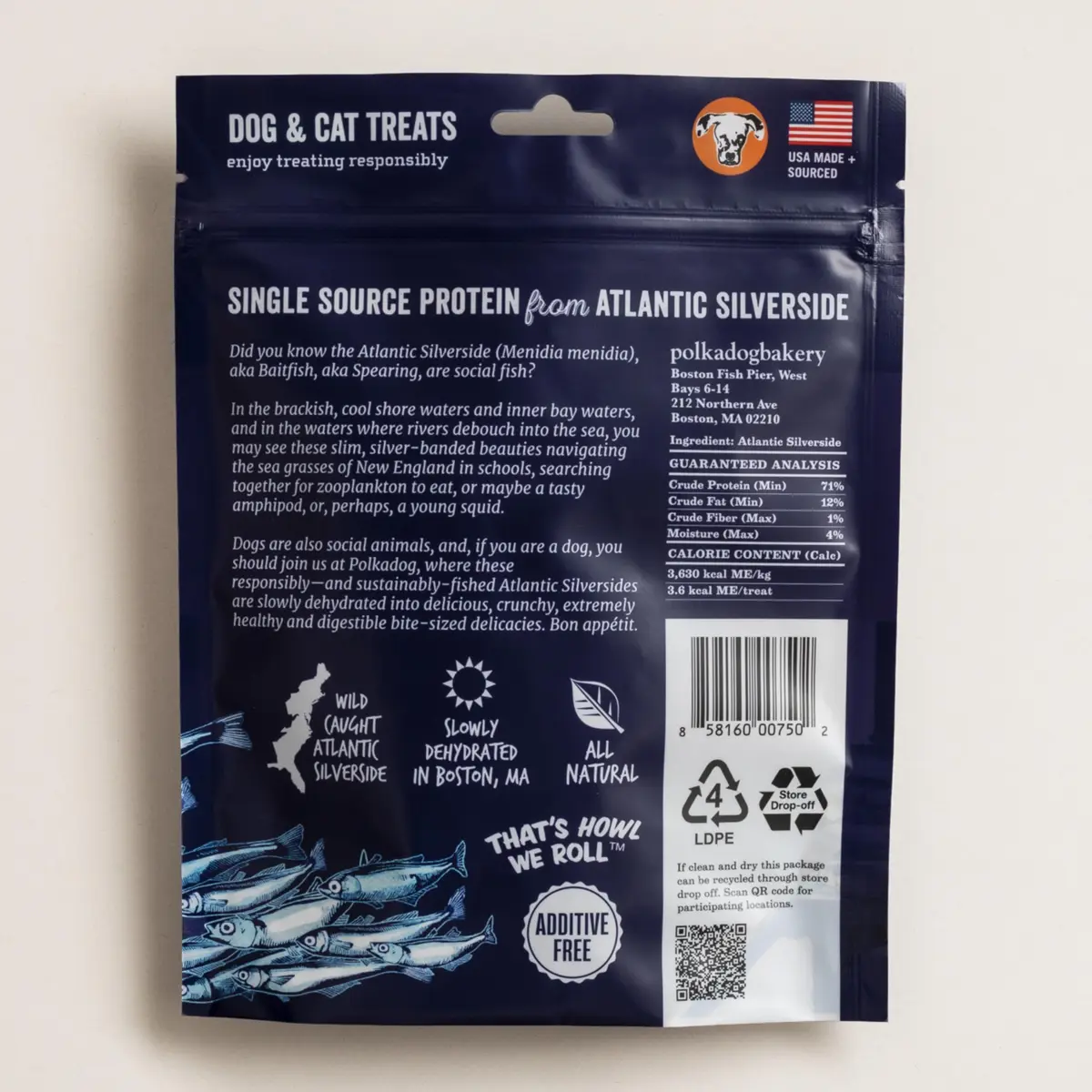 Polkadog Atlantic Silverside Whole Fish Dog Treats 2.5oz | Single Ingredient, Hypoallergenic & High Protein - view 8