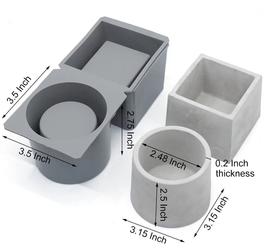 catin Silicone Planter Molds for Cement Round and Square | DIY Concrete Pot Forms for Succulents & Decor - view 2
