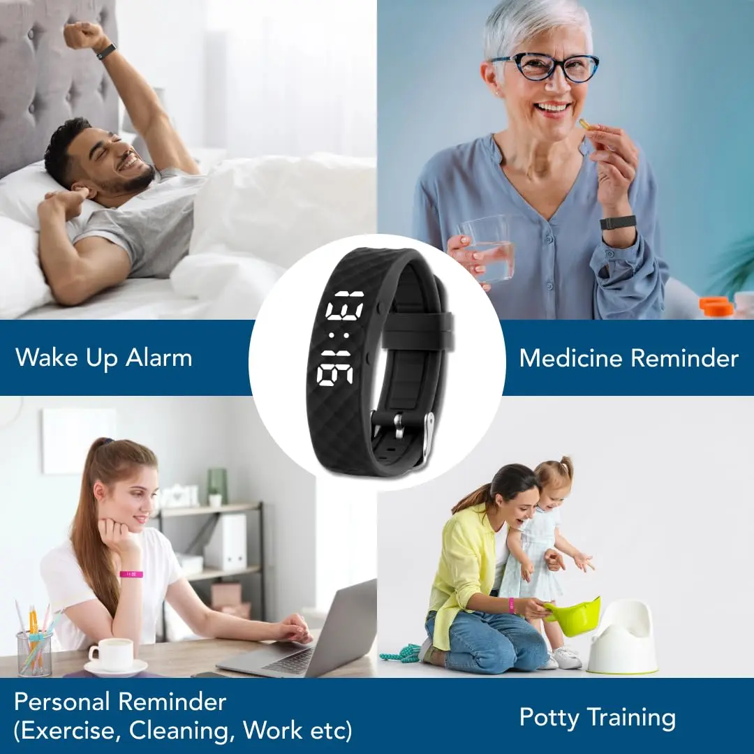 Tabtime Vibrating Alarm Wristband - Silent Reminder Watch for Adults & Kids | Up to 10 Reminders Daily - view 3