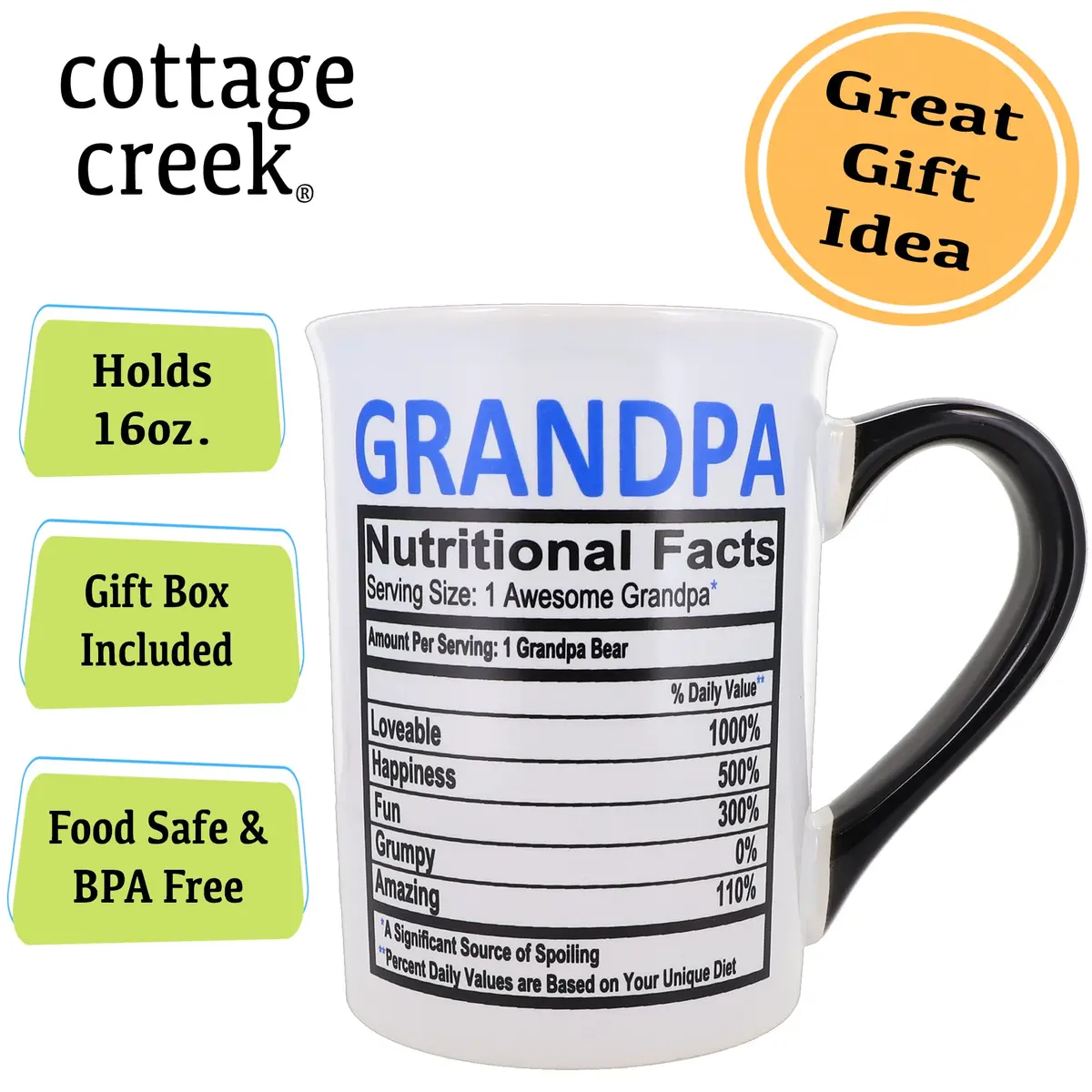 Cottage Creek Grandpa Mug, 16oz Ceramic | Durable & Sentimental Coffee Cup for Grandparents - view 3