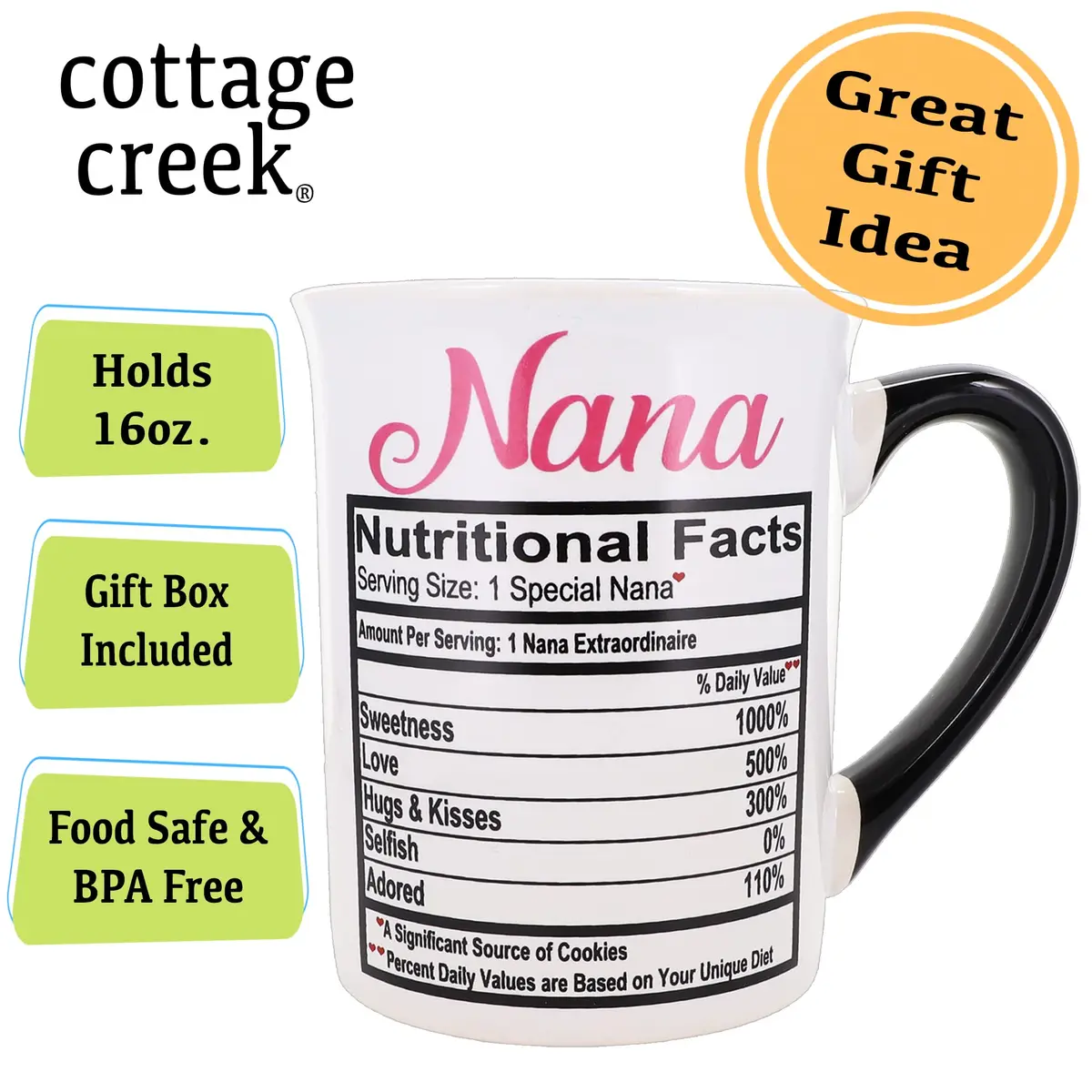 Cottage Creek Nana Mug 16 oz Ceramic Coffee Cup Gift Boxed | Heartfelt Nana Gift for Mom & Grandma - view 3