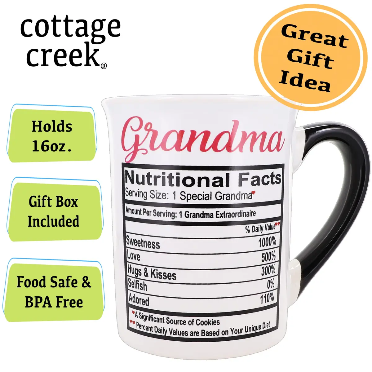 Cottage Creek Grandma Coffee Mug, 16oz Ceramic | Heartwarming Gift for Grandma - view 3