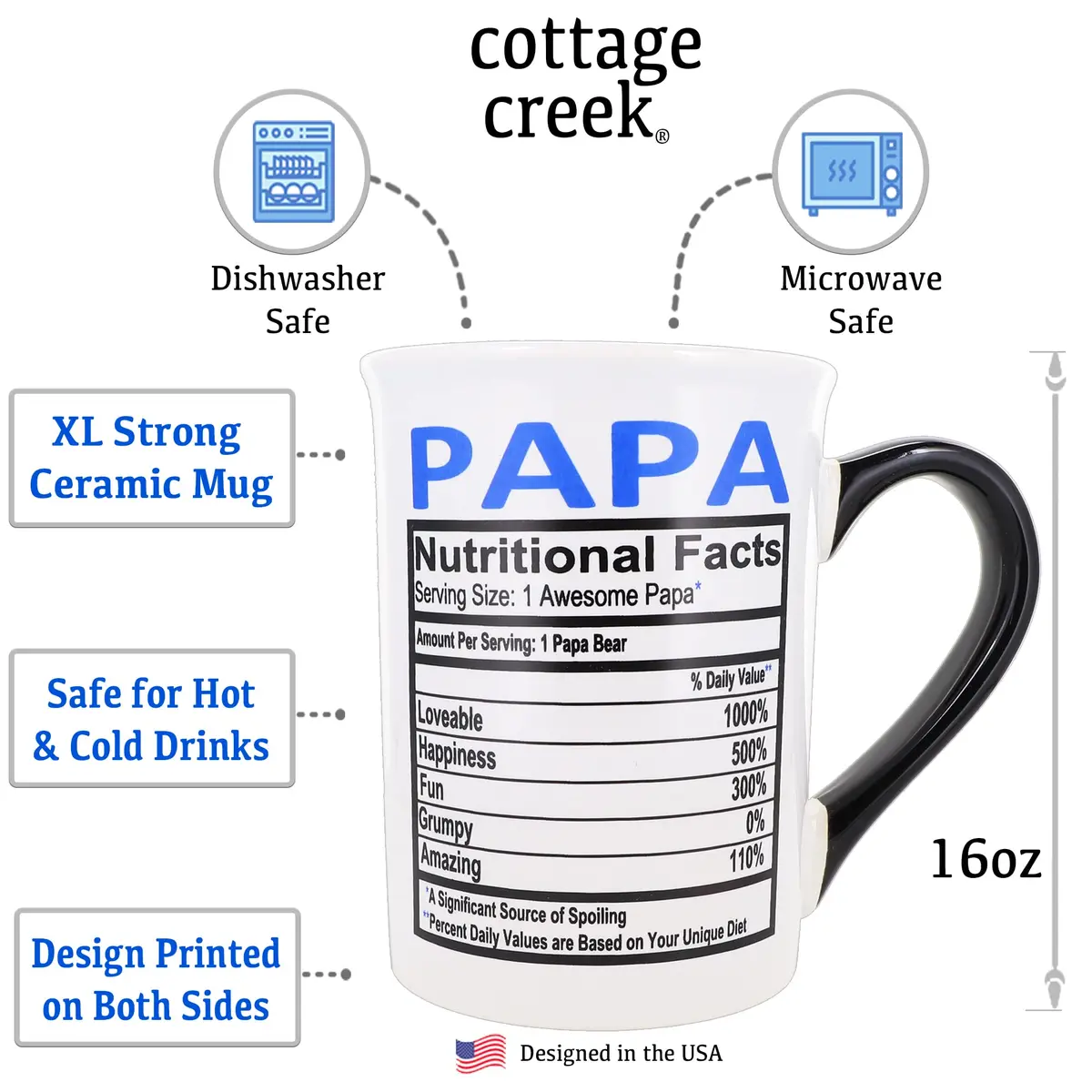 Cottage Creek 16oz Papa Mug, Ceramic Coffee Cup | Large Dad & Grandpa Gift (110 chars) - view 2