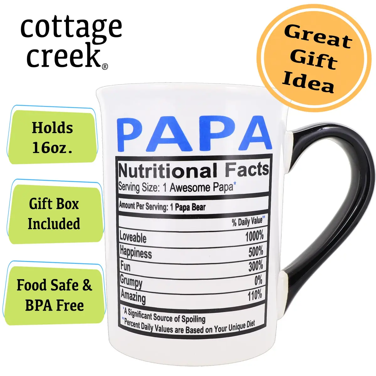 Cottage Creek 16oz Papa Mug, Ceramic Coffee Cup | Large Dad & Grandpa Gift (110 chars) - view 3