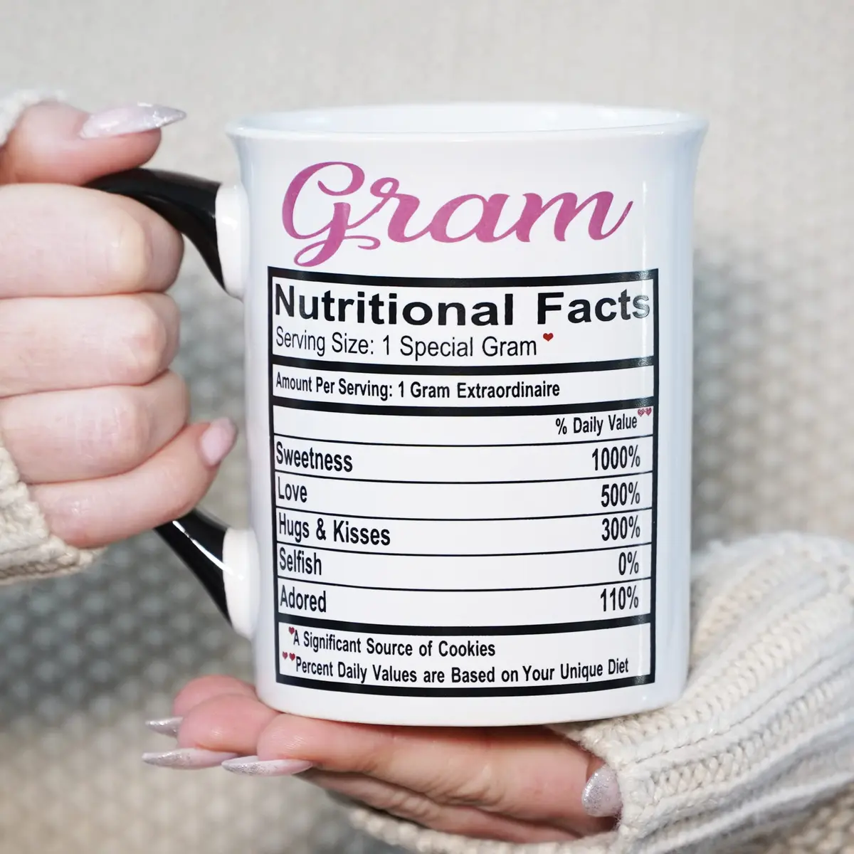 Cottage Creek Gram Coffee Mug Ceramic 473ml (16 oz) | Adorable Double-Sided Gram Design - view 6