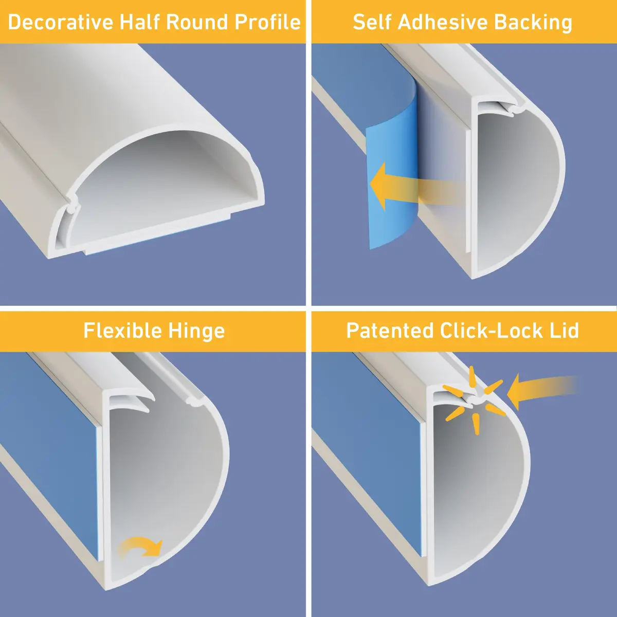 D-Line White Cord Cover Kit 13.08ft (4m) | Paintable Cable Raceway for Wall Wire Hiding - view 3