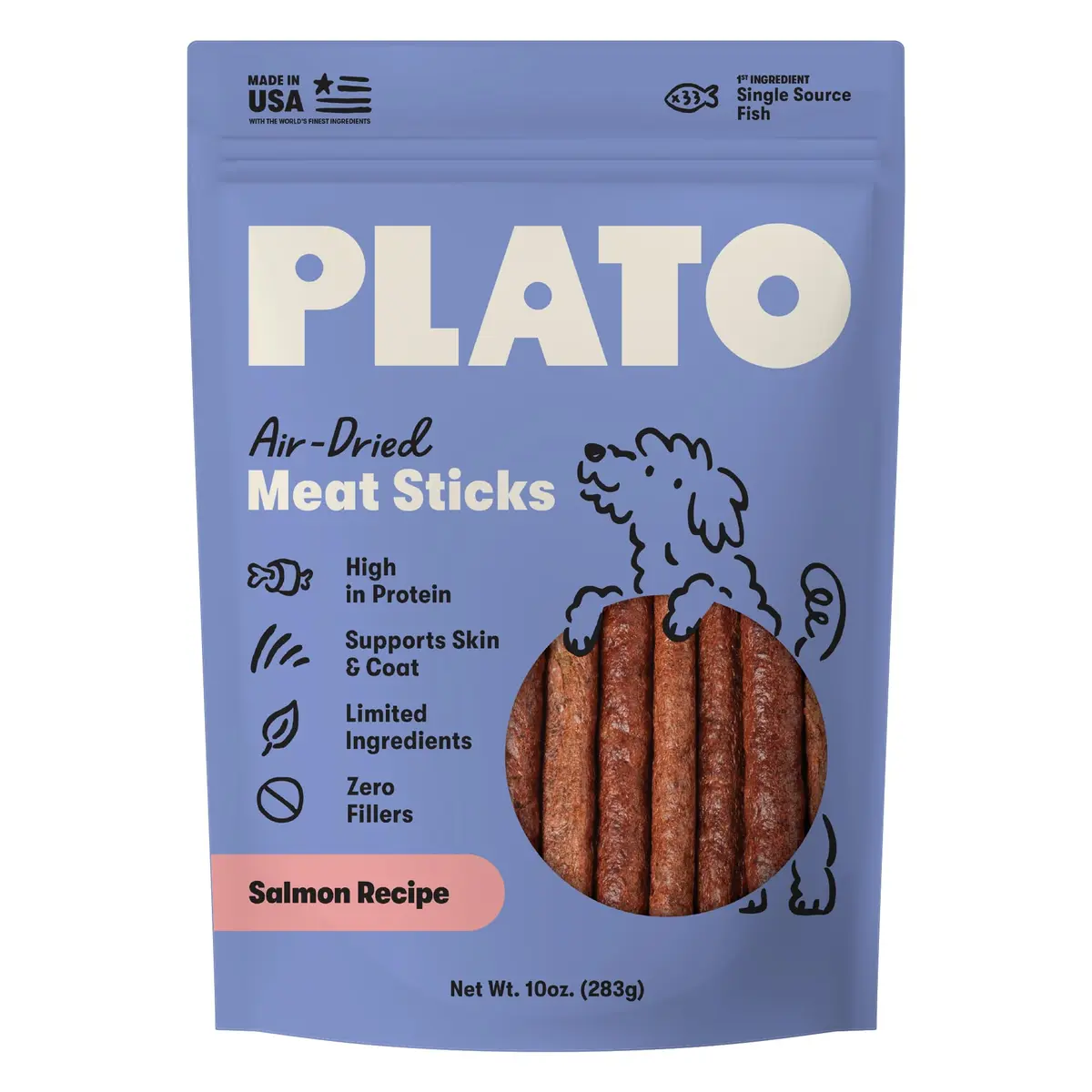 PLATO Meat Sticks Lamb Dog Treats 10 oz | High-Protein Air-Dried Soft Chews with Omega Fish Oil - main product image