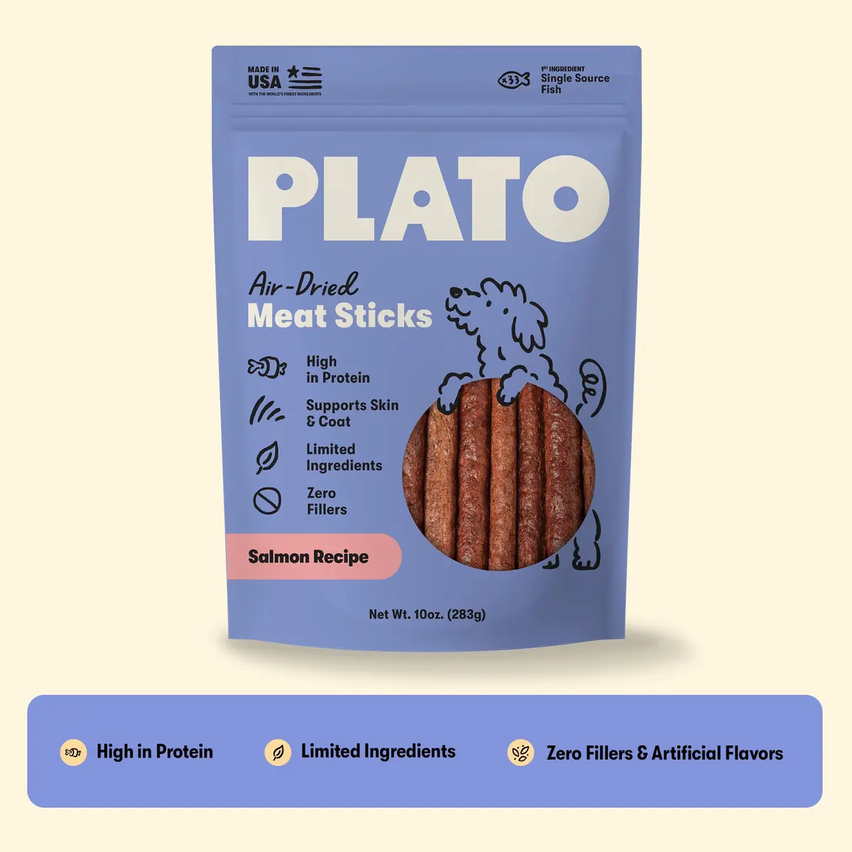 PLATO Meat Sticks Lamb Dog Treats 10 oz | High-Protein Air-Dried Soft Chews with Omega Fish Oil - view 7