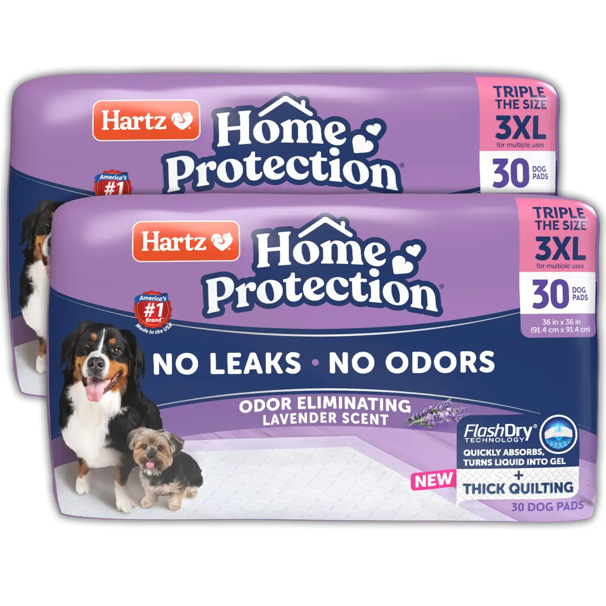 Hartz Dog Pads 3XL 36 x 36 | Odor-Free Lavender Scent, 60ct, Made in USA - main product image
