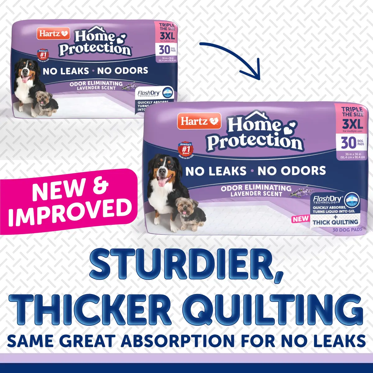 Hartz Dog Pads 3XL 36 x 36 | Odor-Free Lavender Scent, 60ct, Made in USA - view 2