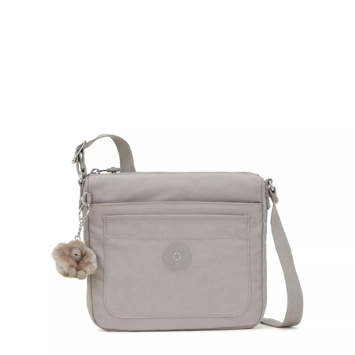 Kipling Sebastian Crossbody Bag Grey Gris 25cm (9"L x 8.5"H x 1.75"D) | Lightweight Water-Resistant Nylon Messenger - main product image