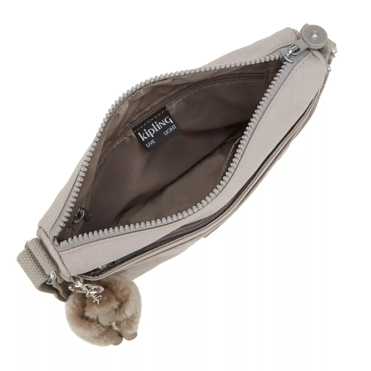 Kipling Sebastian Crossbody Bag Grey Gris 25cm (9"L x 8.5"H x 1.75"D) | Lightweight Water-Resistant Nylon Messenger - view 6