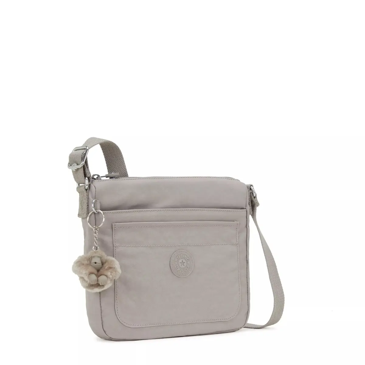 Kipling Sebastian Crossbody Bag Grey Gris 25cm (9"L x 8.5"H x 1.75"D) | Lightweight Water-Resistant Nylon Messenger - view 7
