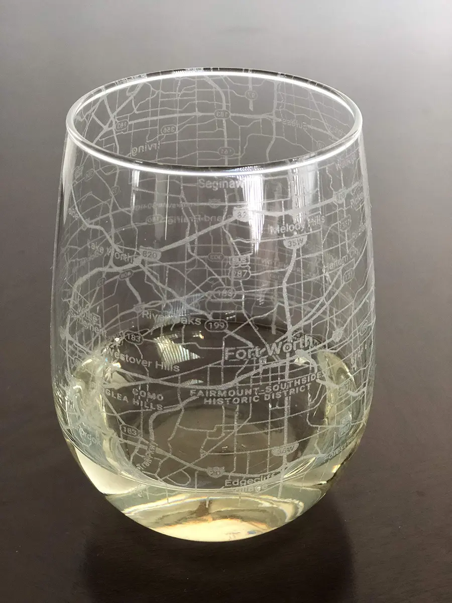 Or Something Stemless 17oz Wine Glass Urban City Map Fort Worth Texas | Dishwasher Safe - main product image