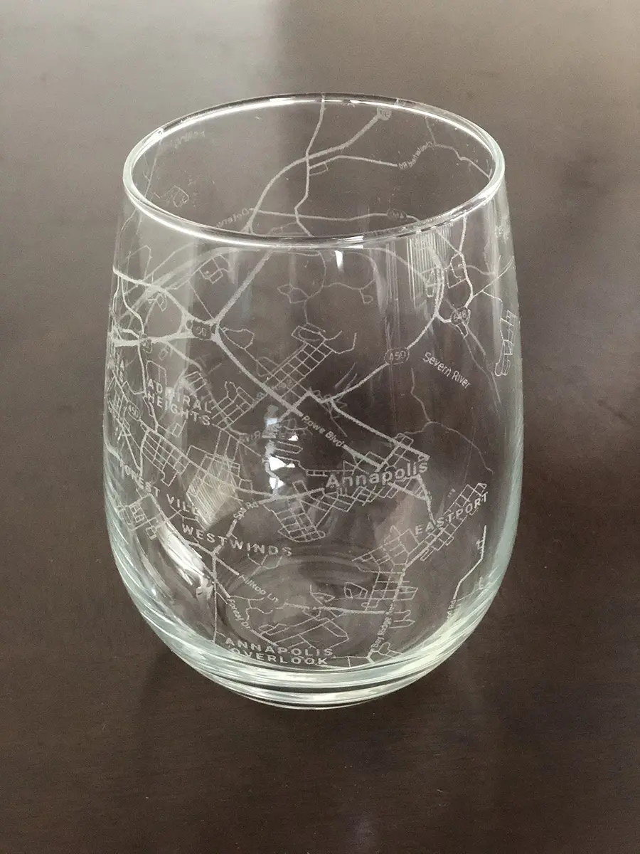 Or Something Stemless 17oz Wine Glass Urban City Map Annapolis Maryland | Etched Glassware - main product image